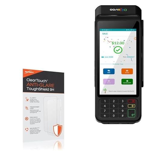 BoxWave Screen Protector Compatible with Dejavoo P3 Handheld Wireless Android - ClearTouch Anti-Glare ToughShield 9H (2-Pack), Anti-Glare 9H Tough Flexible Film Screen Protector