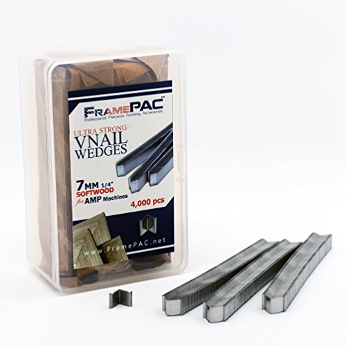 Image of V Nails for Picture Frames Softwood (AMP) 7mm (1 /4 Inch) [4000 V-Nail Pack, Stacked] - (for use in Automatic V Nailer for Picture Framing, Automatic V Nailer for Picture Frames)