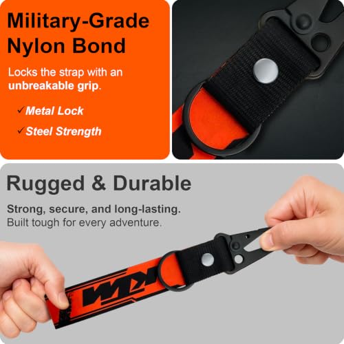 Image of SnapStrap MotoLink Carabiner Keychain Compatible with KTM Bike Strong Heavy-Duty Metal Clip with Fabric Key Ring Bike Accessory
