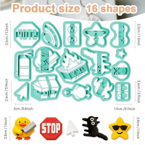 beinkmake 16Pcs Fun Novelty Shapes Polymer Clay Cutters Set, Clay Earrings Cutters Polymer Jewelry Cutter for Earrings Making DIY Craft Supplies by beinkmake - Used condition - Image 2