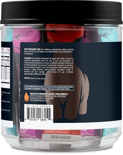 Image of Primal PRE Pre-Workout Variety Pack, Tropical Rain + Primate Punch + Jungle Juice Flavored (20 Stickpacks) - 300mg Caffeine Per Serving