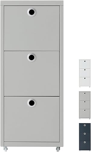 MARKETB Armario de almacenamiento enrollado, archivador de oficina de acero de tamaño pequeño de 3 niveles, organizador multiusos debajo del