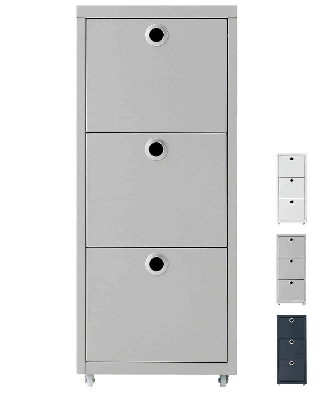 rolled storage cabinet, 3-tier small size steel office file cabinet, under desk multipurpose organizer, 11 x 16.1 x 27 inches, assembly required, for home office, bedroom - light gray