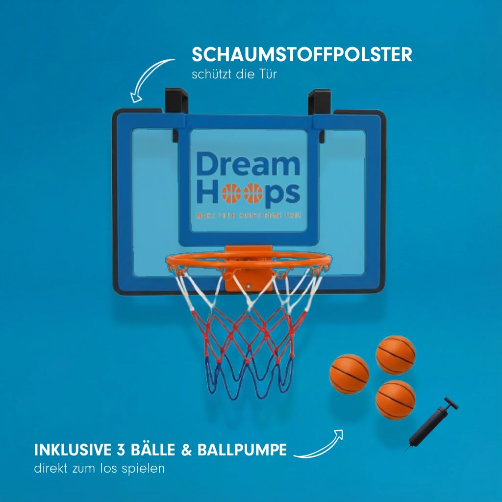Mini Basketballkorb Indoor – Basketball Set für Zuhause, Büro, Tür & Türrahmen – inkl. Ball & Basketballnetz
