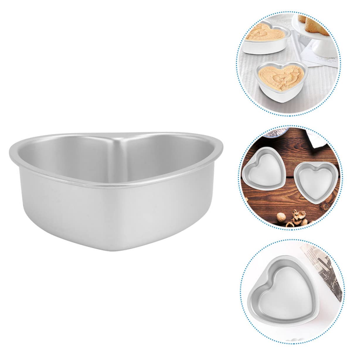 LABRIMP Moules à Gâteau Réutilisables et Faciles à Nettoyer en Alliage D'aluminium Forme Cœur 2 Pièces pour Pâtisserie et Bricolage