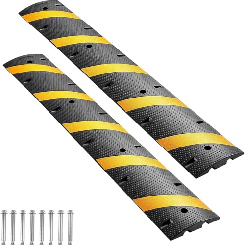 Image of 6ft Rubber Speed Bump 72 inch Speed Bumps for Driveway 2Pack