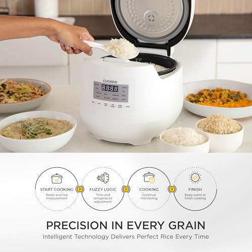 Image of 6-Cup / 1.5 Qt. (Uncooked) Micom Rice Cooker and Warmer, Steamer basket, 11 Operating Modes: White Rice, Brown Rice & More, Nonstick Inner Pot, Made in Korea, Small Rice Cooker, Multi Cooker, CR-0641F