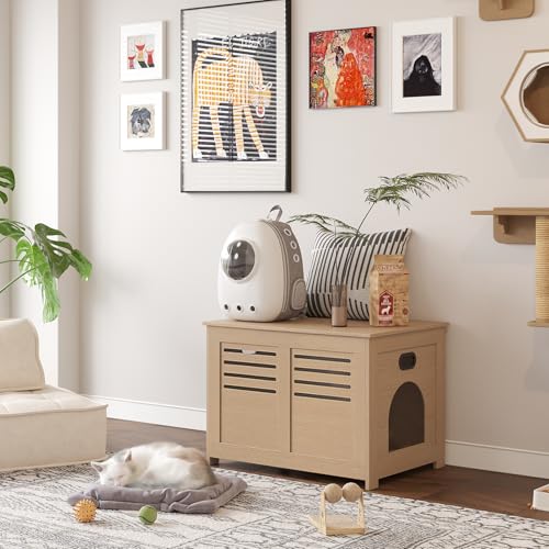 DINZI LVJ Caixa de areia, móveis de caixa de areia flip, boa ventilação, banheiro oculto para gatos,