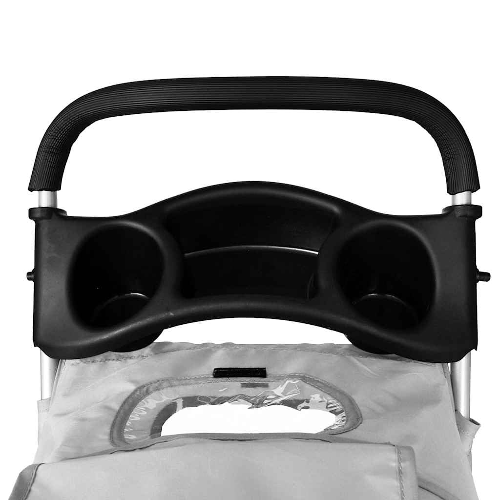 Mangloder - Passeggino per animali domestici per cani e gatti, pieghevole, grigio, con cestino a rete e freno, per viaggi e passeggiate, fino a 15 kg