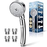 シャワーヘッド マイクロナノバブル 【2025革新＆360°回転】 節水シャワーヘッド 90%超節水 高洗浄力 5段階水流モード 手元ストップ機能付き 極細水流・超微細泡で毛穴汚れもしっかり落とす 美髪・肌ケア・保湿・保温効果 G1/2対応・M/K/G/Tアダプター4種付き 取り付け簡単・お風呂用品 (標準版-シルバー)