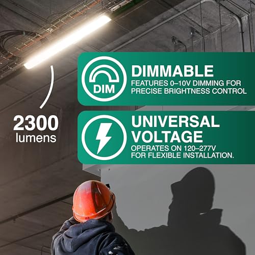 Image of Sylvania 2ft LED Shop Light Double Barrel, 3 CCT (3500 /4000 /5000K) Select, 20W, 2200 LMS, Dimmable LED Shop Lights for Garages, White - 1 Pack (66737)