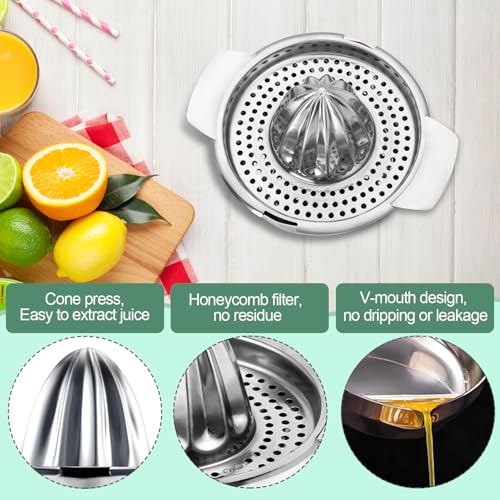 Presse-agrumes manuel en acier inoxydable - Passe au lave-vaisselle - Pour citrons, citrons verts, oranges et pamplemousses - Avec récipient de 400 ml - Presse-agrumes - Qualité professionnelle – Image 4