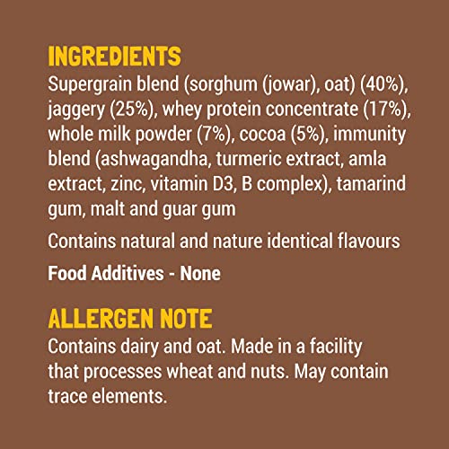 Image of Slurrp Farm No Sugar Chocolate Nutrition Powder Milk Mix, Sweetened with Jaggery Powder, Contains Jowar and Oats, with 10 Essential Nutrients, 250 g (Pack of 2)