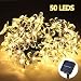 GreenClick 23Ft 50LED Outdoor Solar String Lights Warm White, Fairy Starry Lights Waterproof Decorative String Solar Lighting for Garden, Lawn, Patio, Yard,Home,Christmas Party