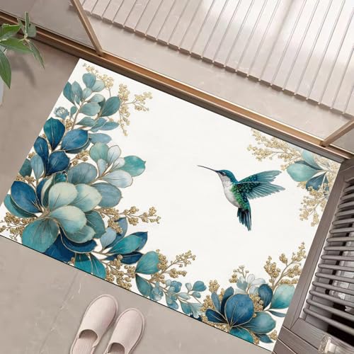 Paillasson colibri et feuilles vertes lavable 45x75 cm - 2