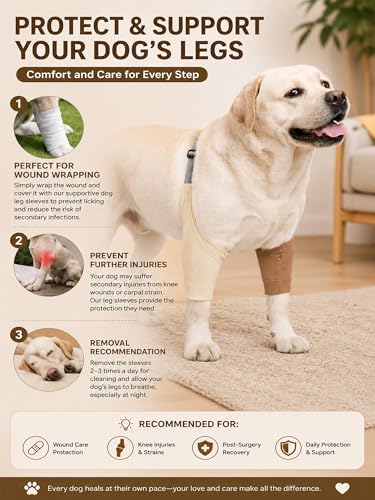 Image of Dog Elbow Protector - Dog Sleeves for Wounds Front Legs, Keep the Elbow Wound Clean, with Inner Padding to Protect the Elbow Joint, Cone Collar Alternative to Stop Licking Wounds (Beige Brown,XL)