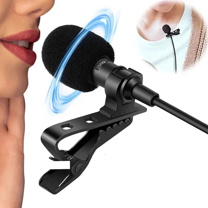 Image of LOVESIDE 3.5mm Clip-On Lapel Microphone, Wired Lavalier Collar Mic for Clear Voice Recording, YouTube, Vlogging, Interviews, Online Classes, Smartphones, PC & Laptop