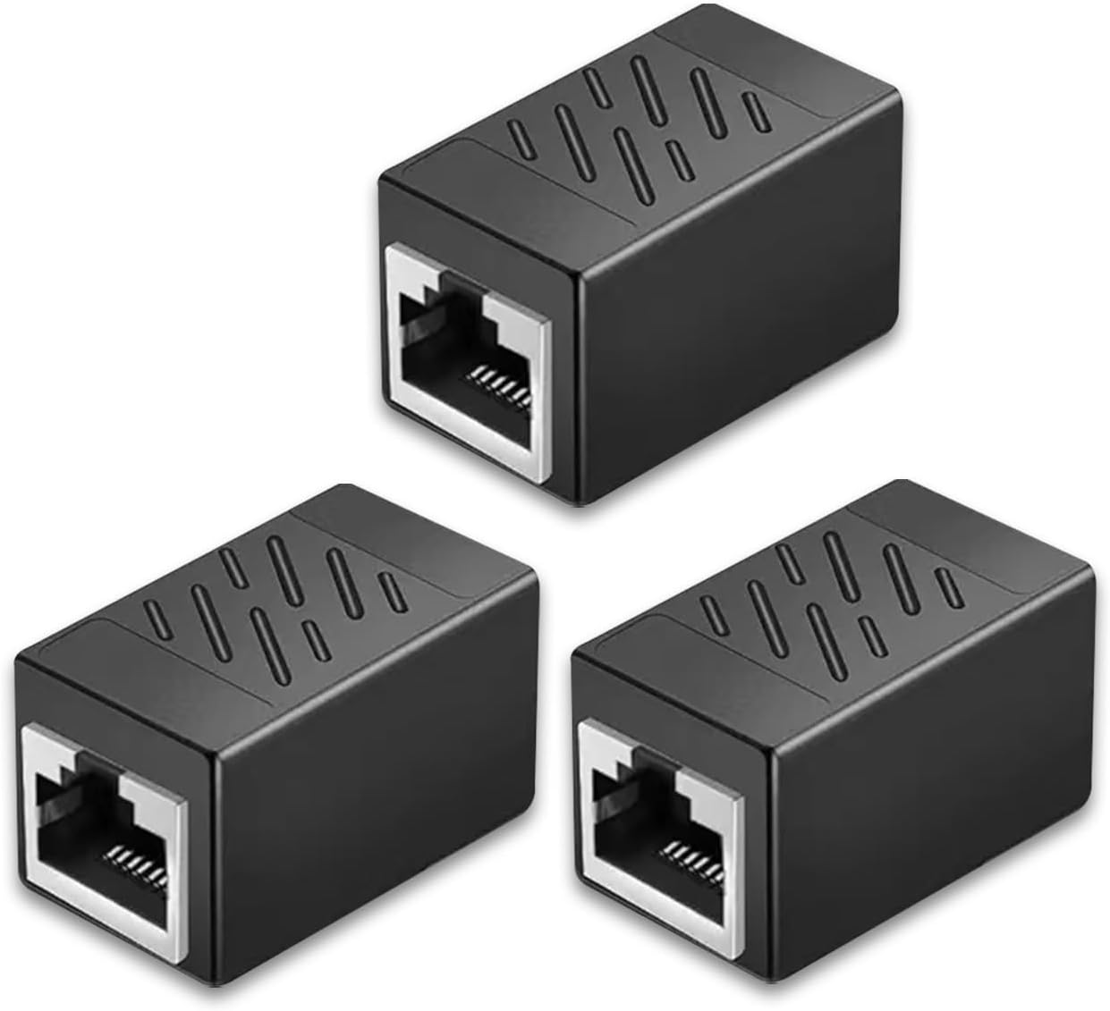 3 Pack Ethernet Coupler, Premium Gold Plated Ethernet Extender, RJ45 Coupler Female to Female for Cat7/ Cat6/ Cat5/ Cat5e Ethernet Cable Extender Adapter for Network Cabling Female to Female Black