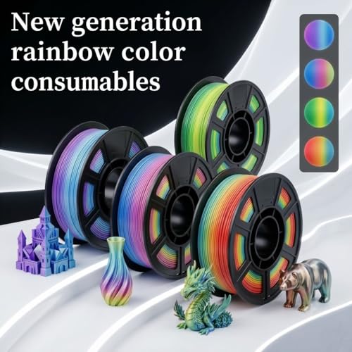 Image of Silk PLA 3D Printer Filament Bundle 1.75mm Filajoy3D Multicolor 3D Printing Filament 250g*4 Dimensional Accuracy + /- 0.02mm for Most FDM 3D Printers