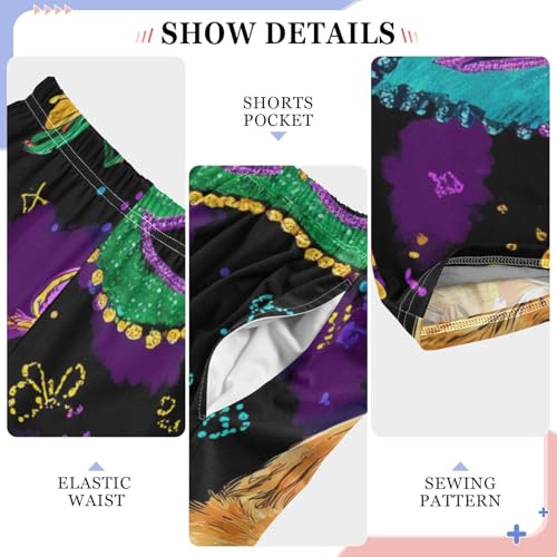 Corgi Dog Beads Butterfly Boys Long Pants Soft Trousers Elastic Waist Kids Lounge Bottoms with Pockets S-XL4