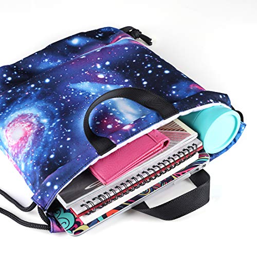 Vanfn Drawstring Bags, Creative Design Gymsack, Unisex Sackpack, Casual Backpack, Sport's Equipment Bag Travel Bags (Galaxy) #TOP3