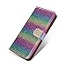 Produktbild SevenPanda Bling PU Leder Kasten für Samsung A520F, Diamant Glitter Schnalle Juwelen Magnetischer Verschluss Flip Standplatz Abdeckung Kasten für Samsung Galaxy A5 2017 - Regenbogen Grün