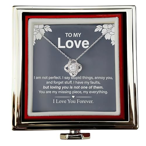 To My Love Necklace Eternal Rose Rotating 360 Gift Box Jewelry Box, Preserved Red Rose with to My Love Necklace, Gifts for Her, Wife, Girlfriend, Wife, Rose Gifts for Women