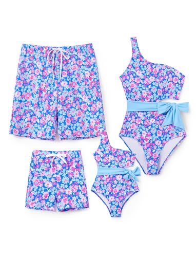 Image of PATPAT Family Matching Swimsuits: Mommy and Me One Shoulder Colorblock Bathing Suits One Piece Swimwear Sets