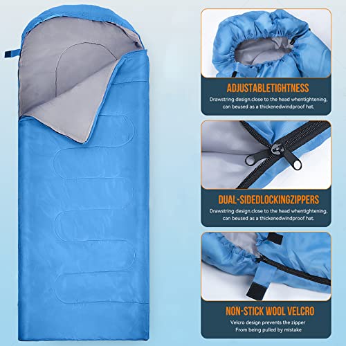 0 Degree 32℉ Winter Sleeping Bag For All Seasons Outdoor Camping, Backpacking, Lightweight Waterproof Design For Cold And Warm Weather, For Hiking, Boys Girls Adults And Kids, With Compression Bags #TOP2