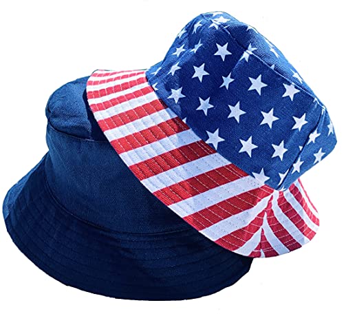 Lux Trends 4 Pack Patriotic Bucket Hat American Flag Team Usa Bucket Hat Summer Beach Usa Canvas Fisherman Hats Sun Protection Hat For Men Women Kids Americana Labor Day 4Th Of July Reversible Blue #TOP1