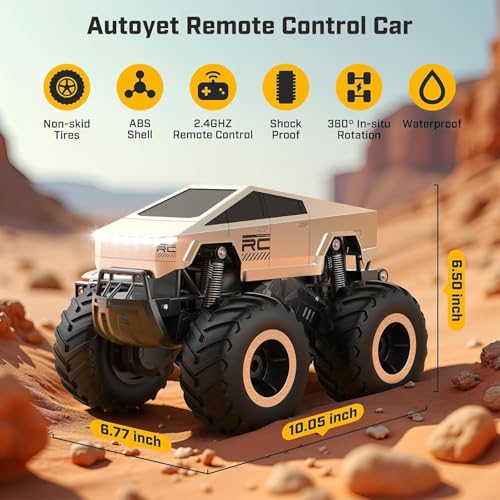 Image of Samtop 2025 Upgraded Remote Control Car,1:16 Waterproofing Cyber Truck Remote Control Car,Amphibious Monster Truck Toys,Rechargeable Rc Car,4WD All Terrain Off-Road Pickup,Gifts for Boys