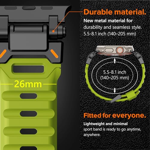 Image of KADES Rugged TPU Sport Band for Apple Watch Ultra 3 /2 /1 49mm, Metal Connectors for Apple Watch Series 11 /10 /SE3 46mm Series 9 /8 /SE2 /7 /6 /SE /5 /4 /3 /2 /1 45mm /44mm /42mm