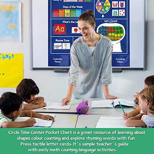Kikigoal Circle Time Center Classroom Pocket Chart Educational Pocket Chart Teaching Materials Learning Calendar Weather Counting Letter Color Shape Etc #TOP1