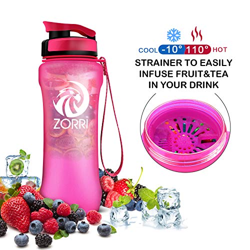 Zorri Sports Water Bottle 1L, Leak Proof & Bpa Free Tritan Eco Friendly Lightweight Portable Gym Bottles With Filter For Kids, Camping, Cycling, Hiking, Yoga, Running, Flip Top Lid #TOP2