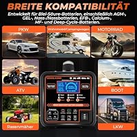 GEARLASSO 12V 24V Autobatterie Ladegerät, 0-15A Batterie-Erhaltungsgerät mit automatischer Abschaltung, Reparatur- und Wintermodus, Smart Erhaltungs-Ladegerät für Auto, LKW, Motorrad, AGM-Batterien – Ansicht 9