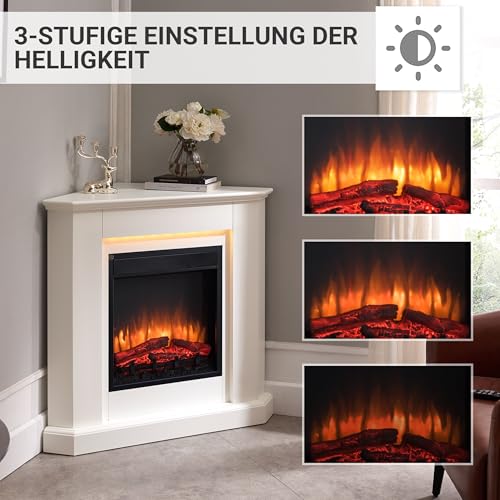 Balderia Elektrokamin Candela – Elektrischer Eckkamin mit 3D-Flammeneffekt