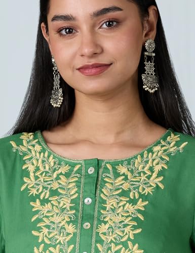 Image of Amazon Brand - Myx Women Embroidered Straight Fit Kurta (Available in Plus Sizes)