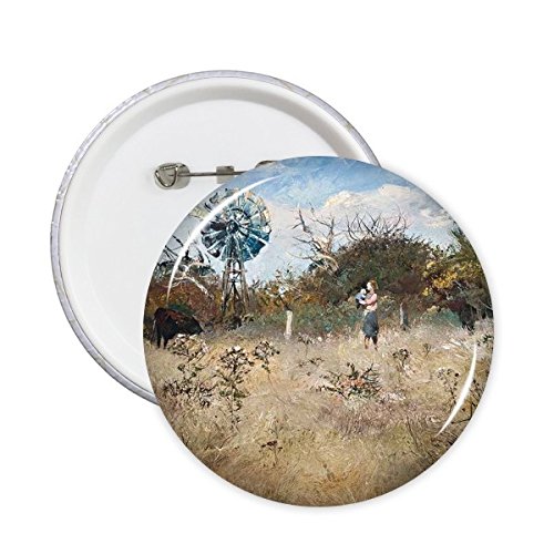 Broches imprimées moulin à vent réalisme pastoral aux finitions d'art soignées