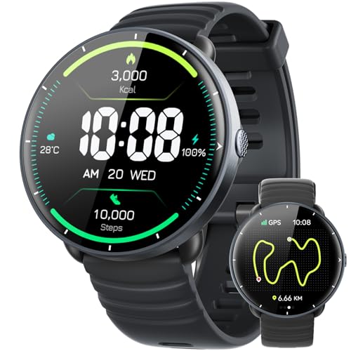 Parsonver Smartwatch GPS Integrato, 5 ATM Impermeabile Orologio da Nuoto per Piscina/Acque Aperte, Orologio Fitness con Display AMOLED, 100+ Sportive, Frequenza Cardiaca,Sonno (Nero, 42 mm)