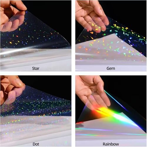 Image of 40 Sheets Vinyl Sticker Paper, Holographic Stickers, Self Adhesive Lamination Sheets for Laptop Bike Car Table Mobile Phones, 8.5x11 Inch Sticker Paper for DIY Crafts and Personalization
