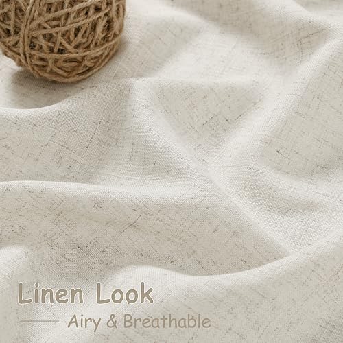 Image of Linen Curtains 63 Inch Long for Living Room Back Tab Mousse White