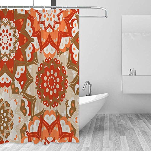 Rideau de douche fleurs orange 168x183 cm lavable CHEHONG - 5