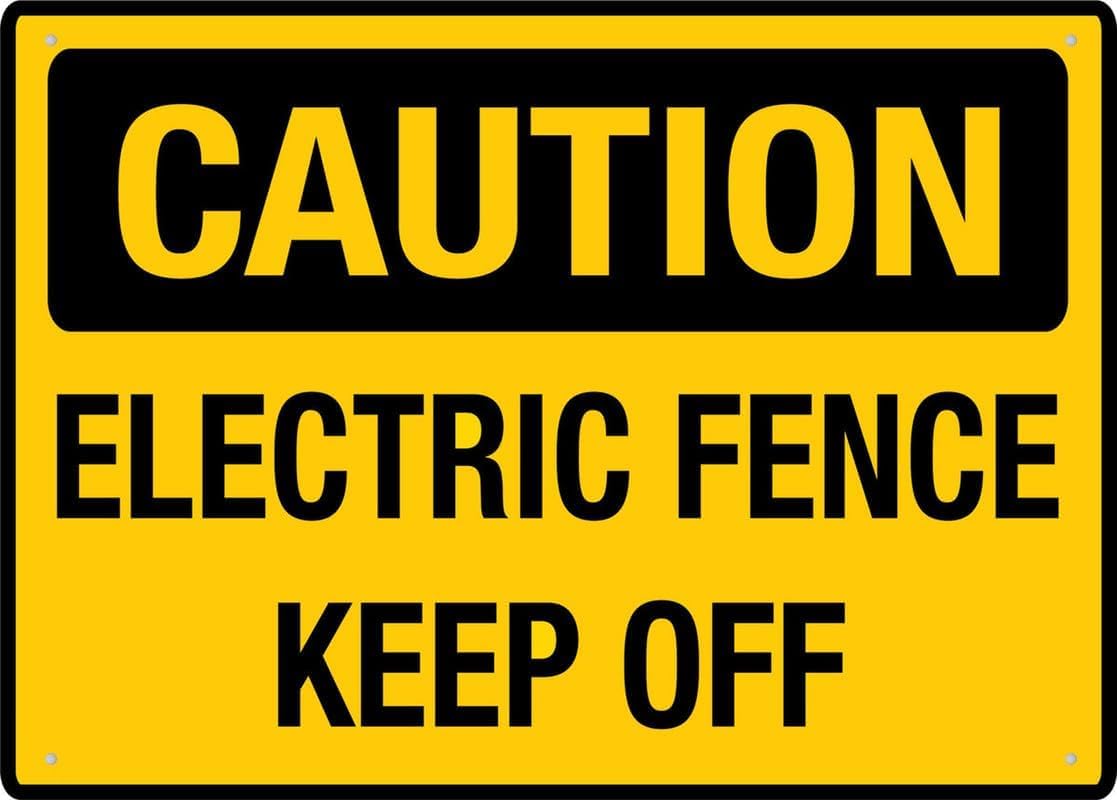 Electric Fence Keep Off Rust Free Aluminum Tin Sign - Warning Decor with Pre-Drilled Holes for Indoor-Outdoor Farm, Livestock Pen, Property Boundary - 8x12 Inch​