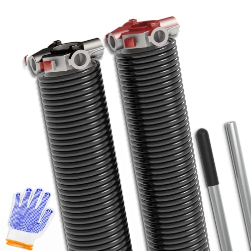 Pair of .218 x 2'' x 23'' Garage Door Torsion Springs Set with Non-Slip Winding Bars, Garage Door Spring Replacement with Precision Electrophoresis Black Coated, Minimum of 16,020 Cycles