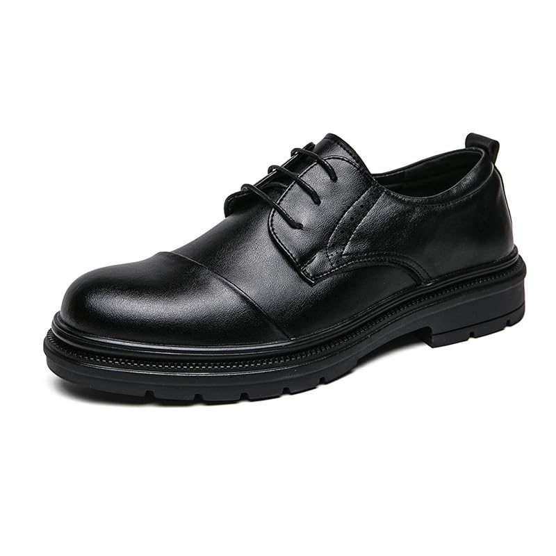 Oxford Shoes for Mens Lace-up Patent Leather Cap Toe Design Business Working Office Rubber Sole Slip Shoe Prom
