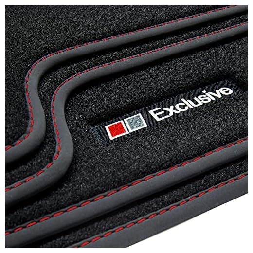 tuning-art A42 Fußmatten Exclusive-Line passend für Audi A4 8H B6 B7 Cabrio 2002-2009, Naht:Rot