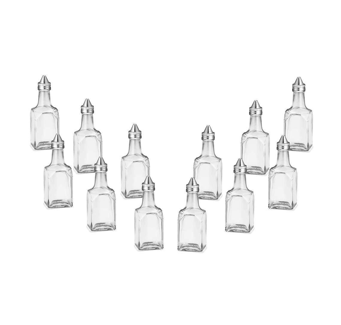 Glass Olive Oil or Vinegar Dispenser 6 Oz with Stainless Steel Pourer (12 PC)