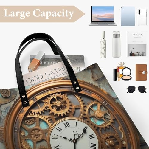 Mid Century Modern Art Cat Work Tote Bag for Women Leather Shoulder Bag with Magnetic Buckle Purse And Handbags4