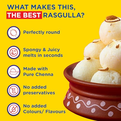 Image of Gits Open & Eat Mini Rasgulla, 30 Pieces Per Can, Authentic Bengali Sweet, 1Kg (Pack of 3)