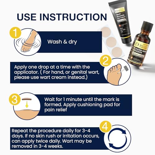 Image of MEOLY Plantar Wart Remover Set: Maximum Strength Salicylic Acid Plantar Wart Remover 12 Thick Cushioning Pads